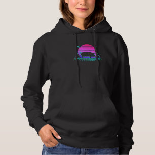 Pig Retro 80s Style Sunset Pig Pet Owner Farmer Gr Hoodie