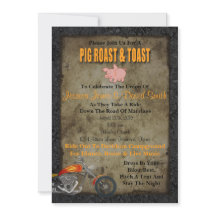 Pig Roast And Toast Biker Wedding Invitation