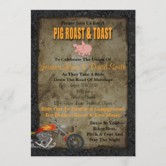 Pig Roast And Toast Biker Wedding Invitation