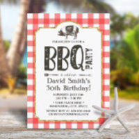 Pig Roast BBQ Birthday Party Red Plaid