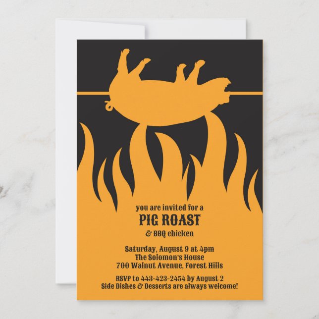 Pig Roast BBQ Flat Invitation (Front)