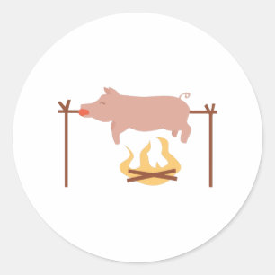 Pig Roast Classic Round Sticker