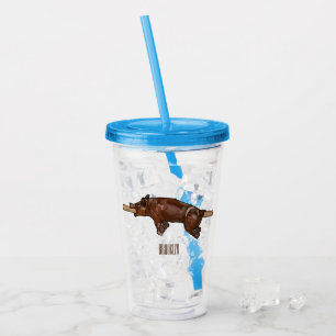 Pig roast / hog roast cartoon illustration acrylic tumbler