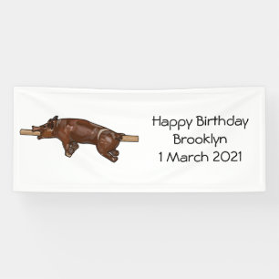 Pig roast / hog roast cartoon illustration banner