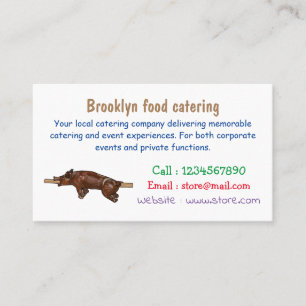 Pig roast / hog roast cartoon illustration business card