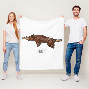 Pig roast / hog roast cartoon illustration fleece blanket