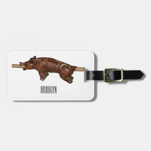 Pig roast / hog roast cartoon illustration luggage tag