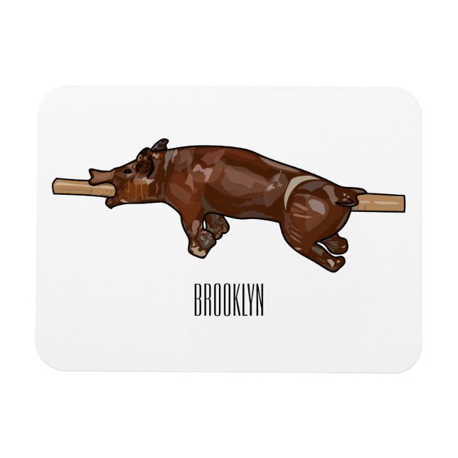 Pig roast / hog roast cartoon illustration magnet (Horizontal)