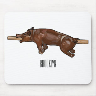Pig roast / hog roast cartoon illustration mouse mat