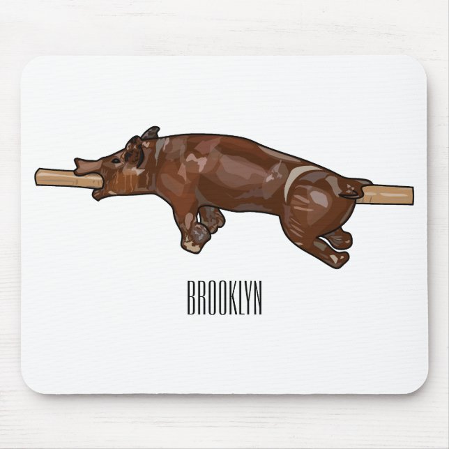Pig roast / hog roast cartoon illustration mouse mat (Front)
