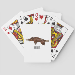 Pig roast / hog roast cartoon illustration playing cards