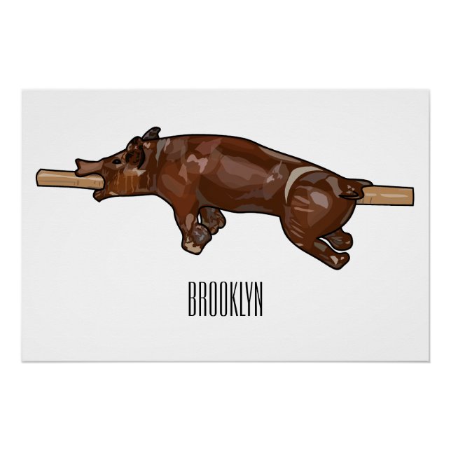 Pig roast / hog roast cartoon illustration poster (Front)