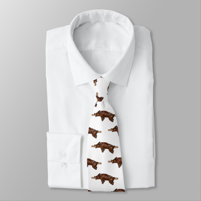 Pig roast / hog roast cartoon illustration tie (Tied)