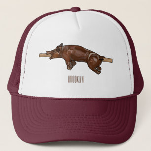 Pig roast / hog roast cartoon illustration trucker hat