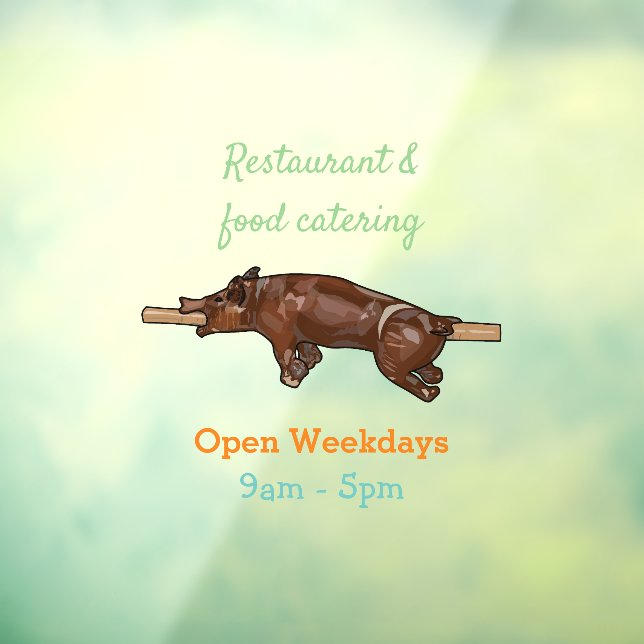 Pig roast / hog roast cartoon illustration window cling (Sheet 3)