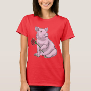 Pig Rose Flower T-Shirt