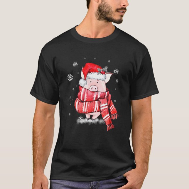 Pig Santa Christmas Animal Farm Lovers Farmer Ugly T-Shirt (Front)
