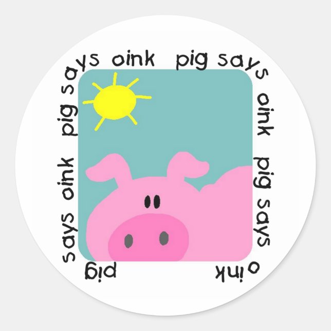 Pig Says Oink T-shirts and Gifts Classic Round Sticker (Front)