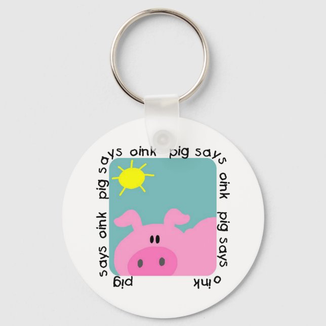 Pig Says Oink T-shirts and Gifts Key Ring (Front)