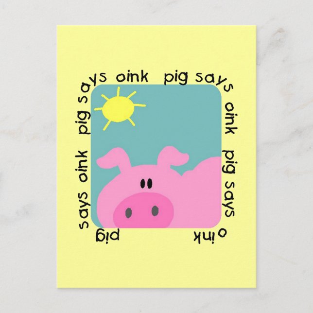 Pig Says Oink T-shirts and Gifts Postcard (Front)