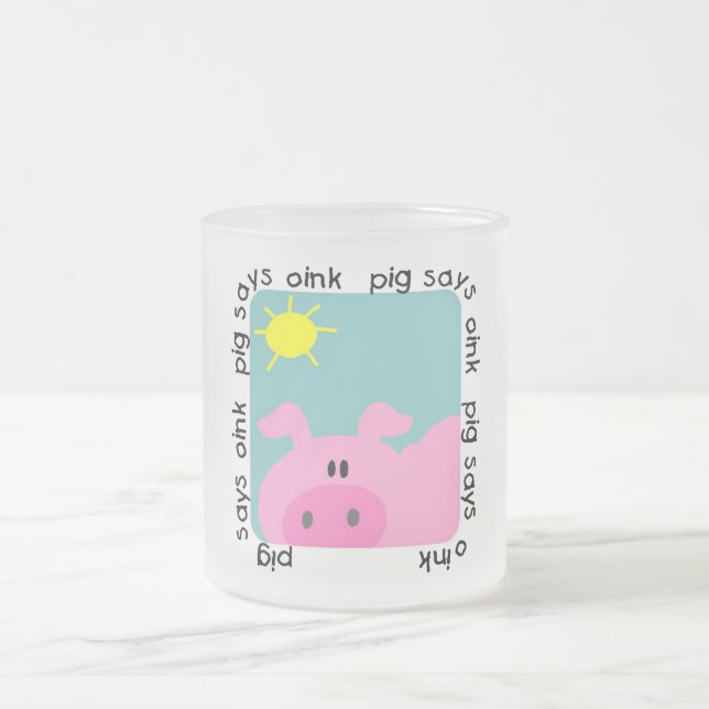 Pig Says Oink Tshirts and Gifts Frosted Glass Coffee Mug (Center)