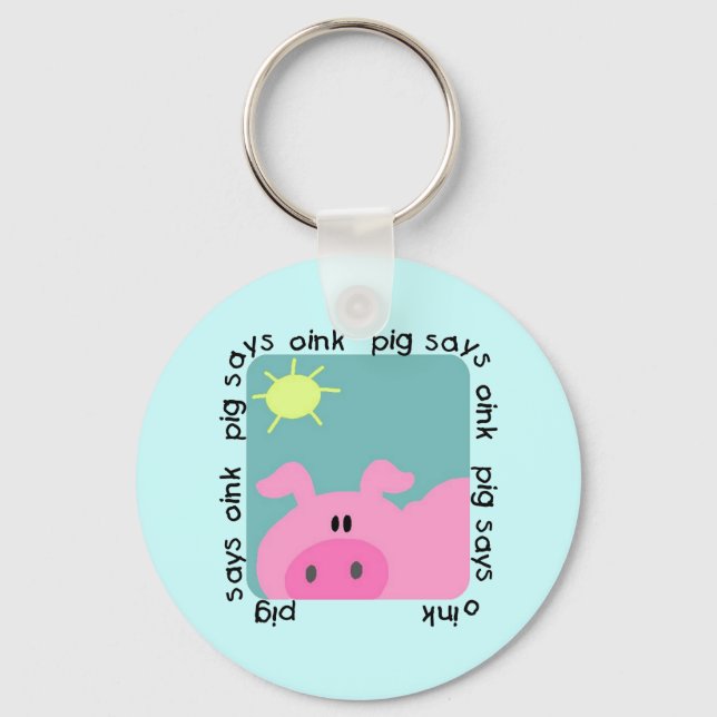 Pig Says Oink Tshirts and Gifts Key Ring (Front)