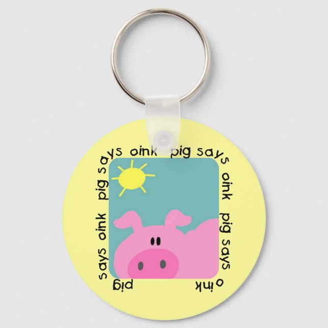 Pig Says Oink Tshirts and Gifts Key Ring (Front)