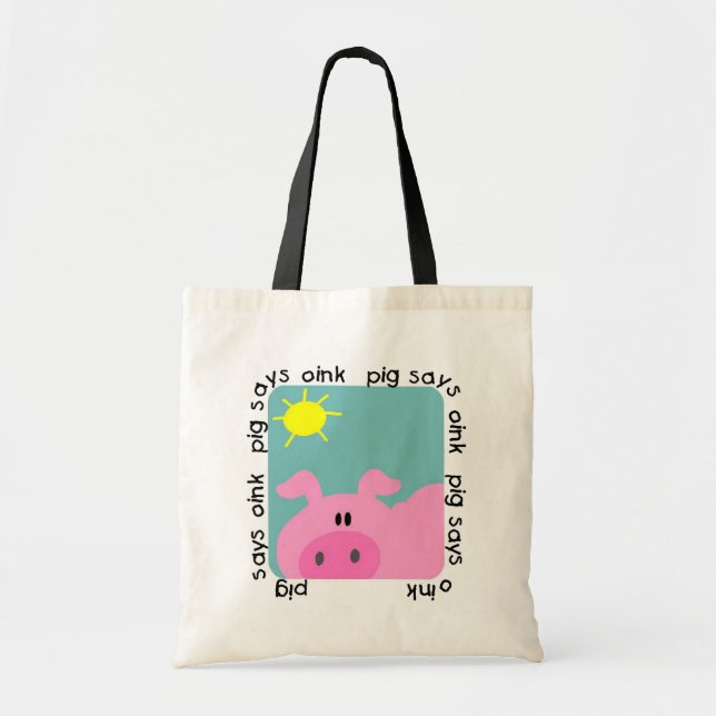 Pig Says Oink Tshirts and Gifts Tote Bag (Front)