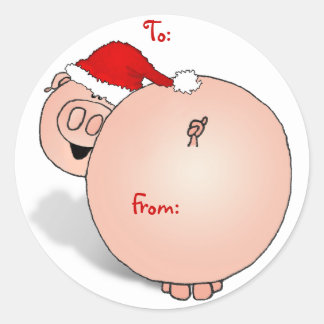 pig season's eatings, To: From: Classic Round Sticker