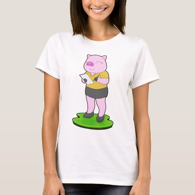 Pig Secretary Note T-Shirt (Front)