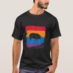 Pig Shadow Silhouette With Colorful Flag T-Shirt