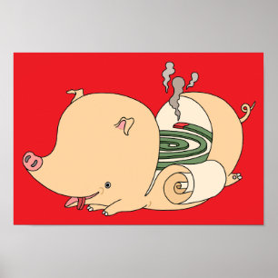 Pig-shaped mosquito coil. poster