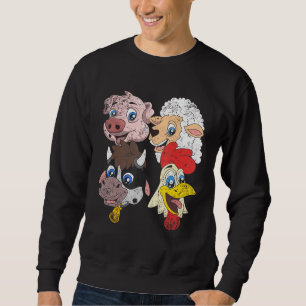 Pig Sheep Cow Chicken Kids Toddlers Farm Squad Ani Sweatshirt