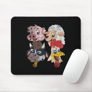 Pig Sheep Cow Chicken Kids Toddlers Funny Farm Squ Mouse Mat