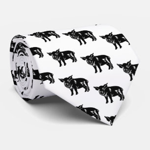 Pig Silhouette Farm BBQ   Tie