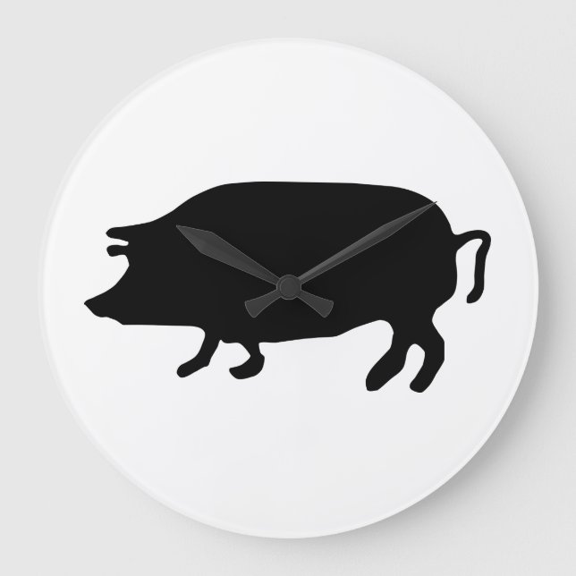 Pig Silhouette Large Clock (Front)