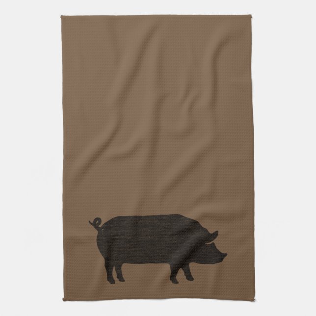 Pig Silhouette Tea Towel (Vertical)