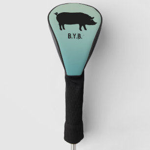 Pig Silhouette with Custom Text Golf Head Cover