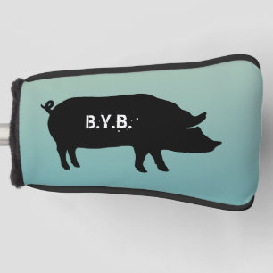 Pig Silhouette with Custom Text Golf Head Cover