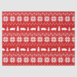 Pig Silhouettes Christmas Pattern Tissue Paper<br><div class="desc">Festive Red and White Christmas Sweater Style Pattern with Pig Silhouettes</div>