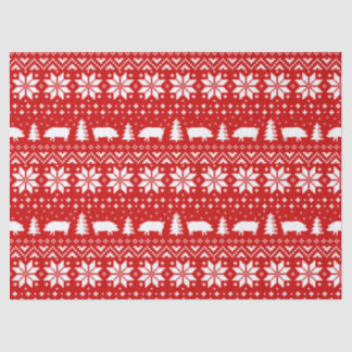 Pig Silhouettes Christmas Pattern Tissue Paper