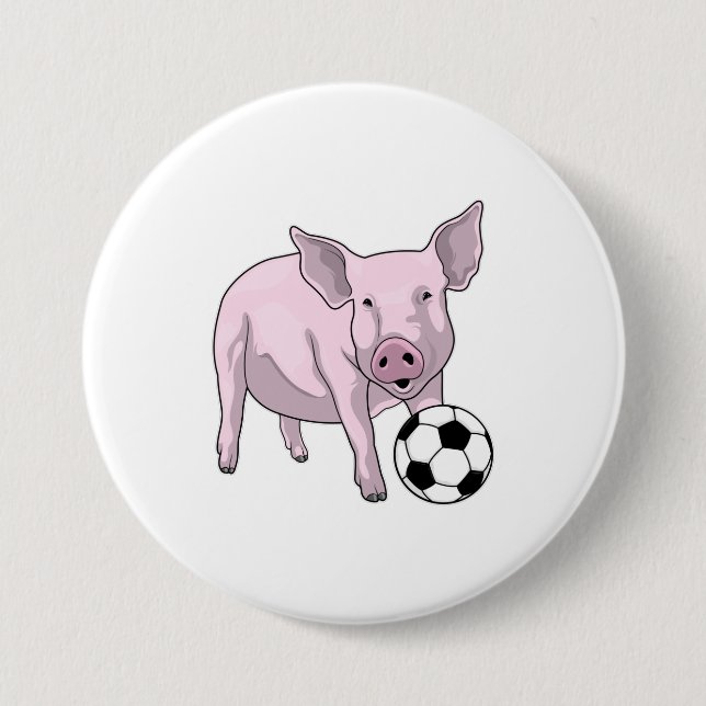 Pig Soccer player Soccer 7.5 Cm Round Badge (Front)