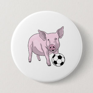 Pig Soccer player Soccer 7.5 Cm Round Badge