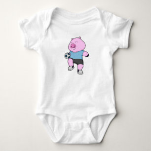 Pig Soccer player Soccer Baby Bodysuit