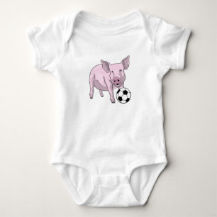 Pig Soccer player Soccer Baby Bodysuit