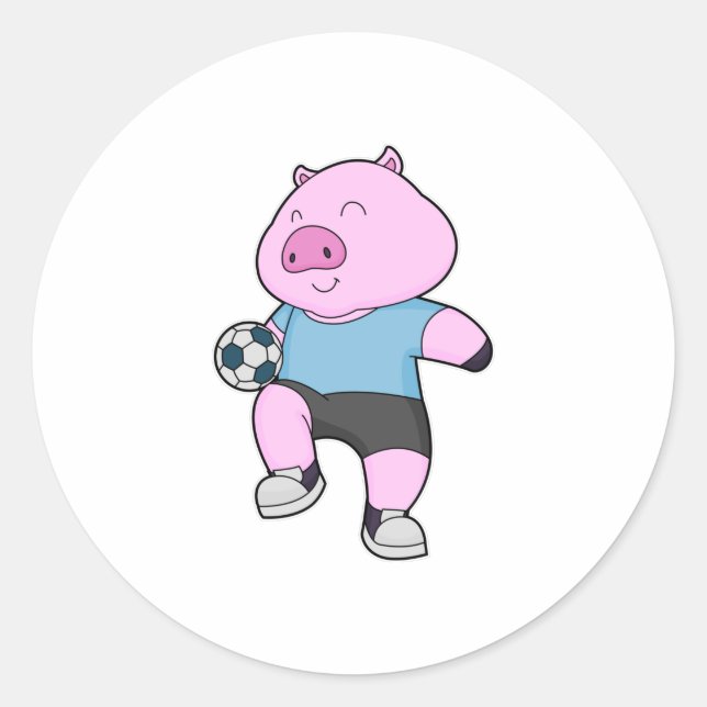 Pig Soccer player Soccer Classic Round Sticker (Front)