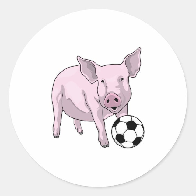 Pig Soccer player Soccer Classic Round Sticker (Front)