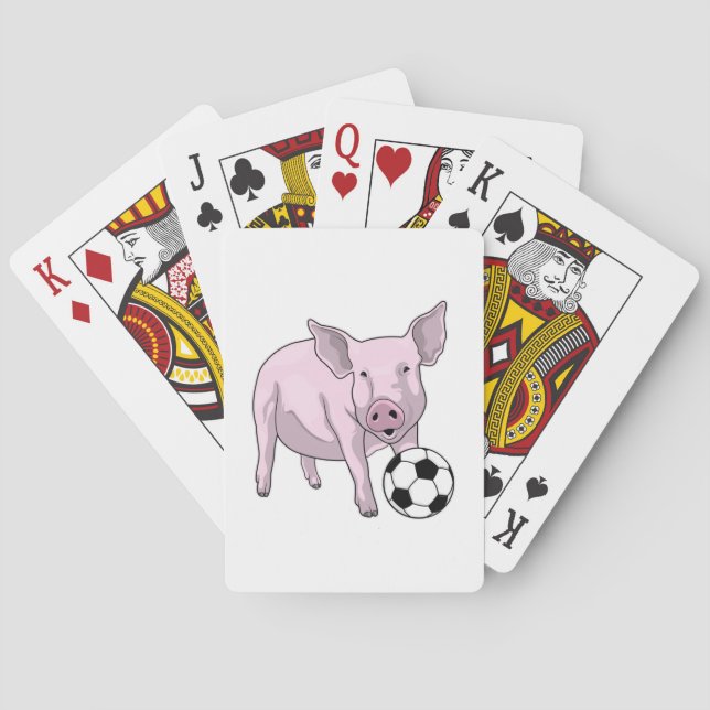 Pig Soccer player Soccer Playing Cards (Back)