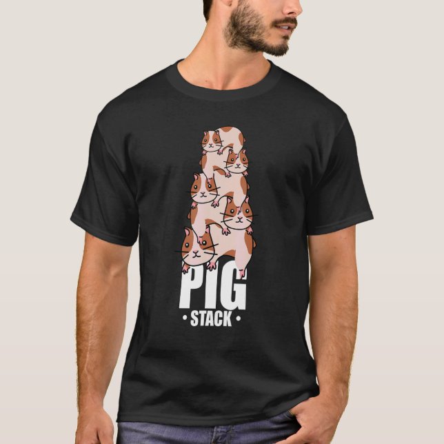Pig Stack Graphic Guinea Pig Owner Pet Cavy Animal T-Shirt (Front)
