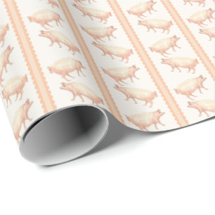 Pig Stripes Wrapping Paper
